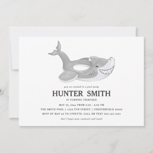 Shark Pool Float Birthday Pool Party Kaart (Voorkant)