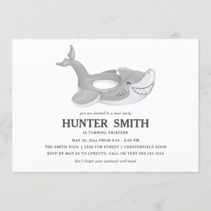 Shark Pool Float Birthday Pool Party Kaart