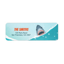 Shark Pool party Adresetiketten Ocean Splish Boy