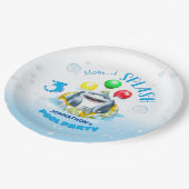 Shark Pool Party Kids Verjaardag Papieren Bordje (Gekanteld)