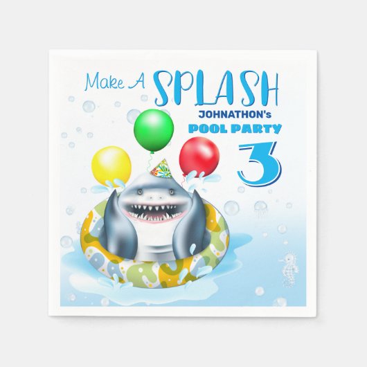 Shark Pool Party Kids Verjaardag Servet (Voorkant)