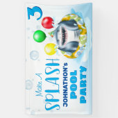 Shark Pool Party Kids Verjaardag Spandoek (Verticaal)