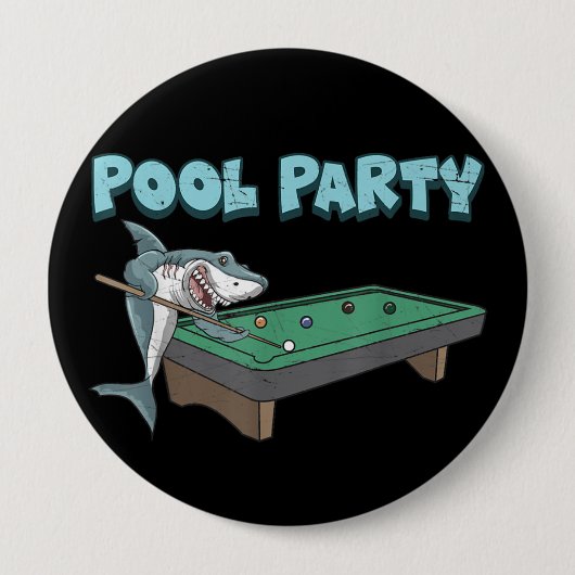 Shark Pool Party pun Billiard Summer Beach Pool Ronde Button 4,0 Cm (Voorkant)