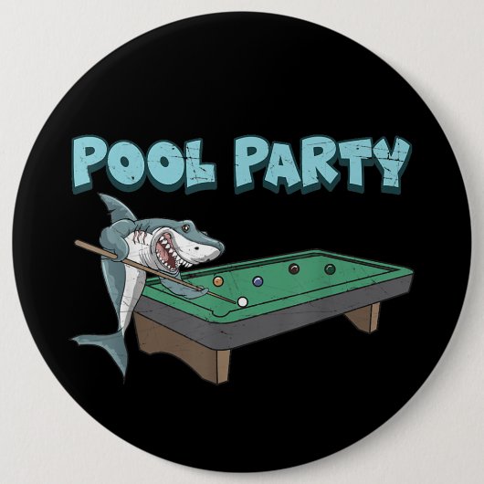 Shark Pool Party pun Billiard Summer Beach Pool Ronde Button 6,0 Cm (Voorkant)