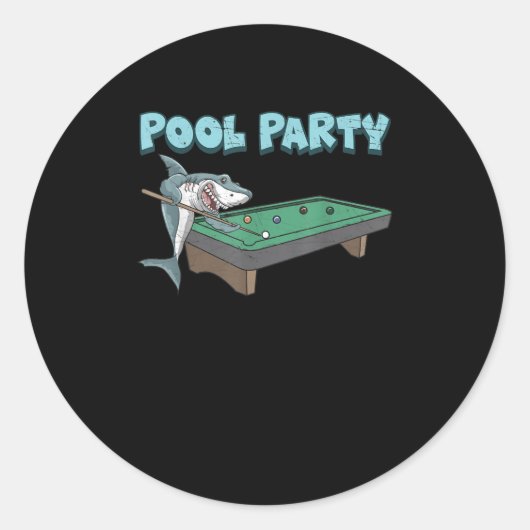 Shark Pool Party pun Billiard Summer Beach Pool Ronde Sticker (Voorkant)