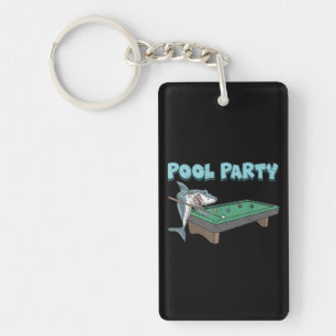 Shark Pool Party pun Billiard Summer Beach Pool Sleutelhanger