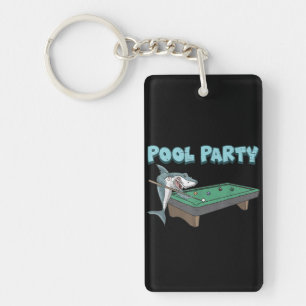Shark Pool Party pun Billiard Summer Beach Pool Sleutelhanger
