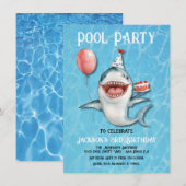 Shark Pool Party verjaardagstaart Ballon Kaart (Voorkant / Achterkant)