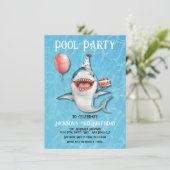 Shark Pool Party verjaardagstaart Ballon Kaart (Staand voorkant)
