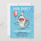 Shark Pool Party verjaardagstaart Ballon Kaart (Voorkant)