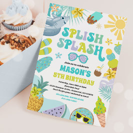 Shark Pool Party Zomer Zwembad Verjaardagsfeest Kaart