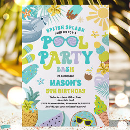 Shark Pool Party Zomer Zwembad Verjaardagsfeest Kaart