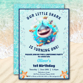 Shark Pool Verjaardag Party Boy 1st Verjaardag Kaart