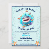 Shark Pool Verjaardag Party Boy 1st Verjaardag Kaart (Voorkant)