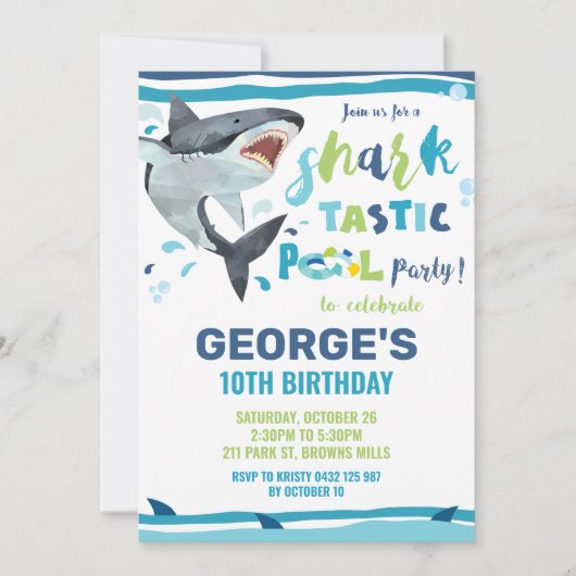 Shark Pool Verjaardagsfeestje Shark-tastic Jongen Kaart (Voorkant)
