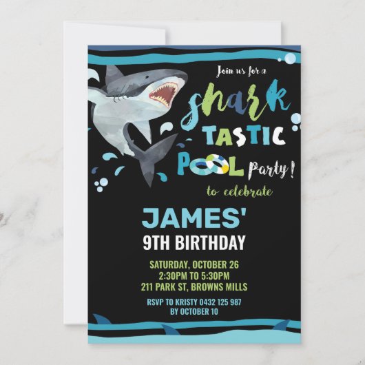 Shark Pool Verjaardagsfeestje Shark-tastic Jongen Kaart (Voorkant)