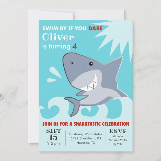Shark Pool Verjaardagsfeestje Sharktastic Kaart (Voorkant)