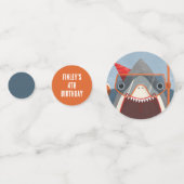 Shark Poolparty Oranje Jongens Verjaardagsfeestje Confetti (Voorkanten)