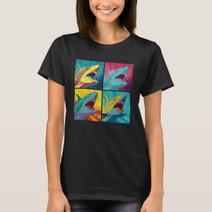 Shark Pop Illustratie Kleurrijke Dieren Vrouwen Ma T-shirt