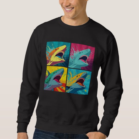 Shark Pop Illustration Colorful Animal Women Men   Trui (Voorkant)