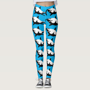 SHARK PRINT BLUE YOGA PANTS LEGGINGS
