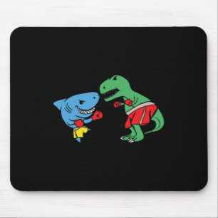 Shark Punching T-rex dinosaurus Funny Fighting Box Muismat