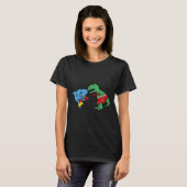 Shark Punching T-rex dinosaurus Funny Fighting Box T-shirt (Voorkant volledig)