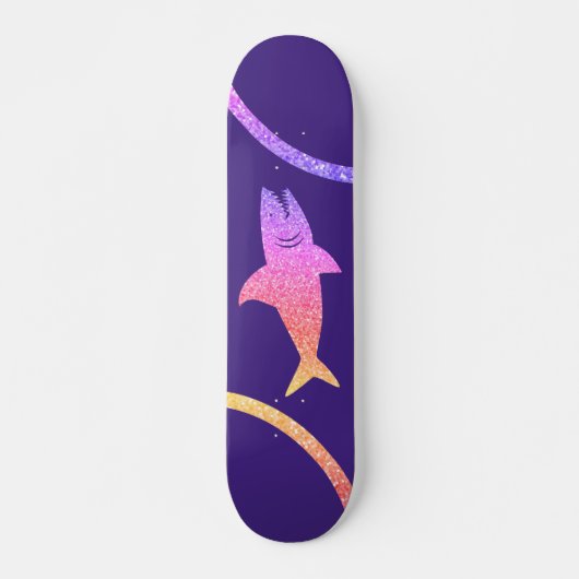 Shark Rainbow Glitter Paars Skateboard (Voorkant)