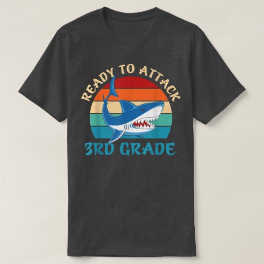 Shark Ready to Attach 3rd Grade Sunset Boys Terug T-shirt (Design voorkant)