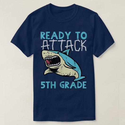 Shark Ready To Attack 5th Grade Funny Fifth First T-shirt (Design voorkant)