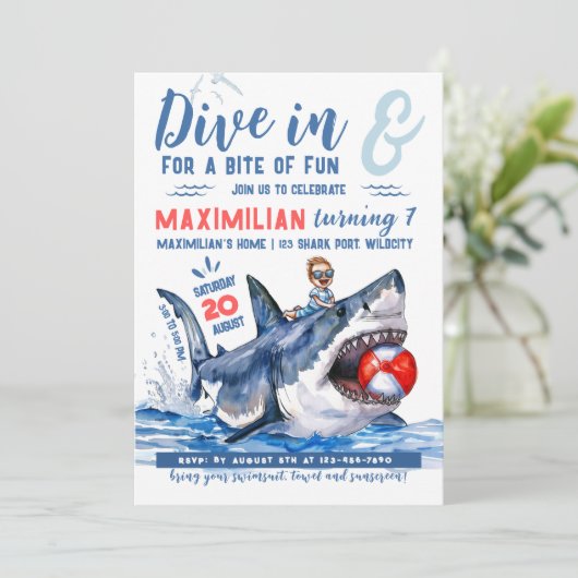 Shark Ride 2 Pool Party Kaart (Staand voorkant)
