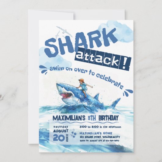 Shark Ride Zomerfeest Verjaardag Kaart (Voorkant)