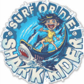 Shark Rider. Surf of Die Sticker (Voorkant)