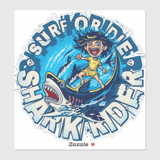 Shark Rider. Surf of Die Sticker (Vel)