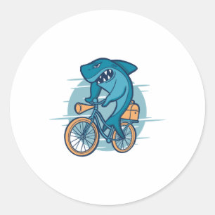 SHARK RIDING BIKE RONDE STICKER