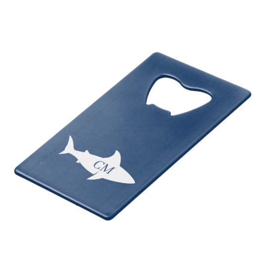 Shark Roestvrij stalen flesopener Creditkaart Flessenopener (Voorkant Gekanteld)