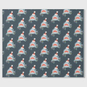 Shark Santa Claus Blue Kerstfeestdag Cadeaupapier (Vlak)