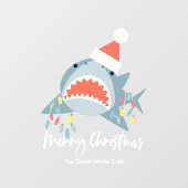 Shark Santa Claus kerstlampje Holiday Raamsticker (Vel)
