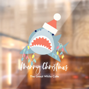 Shark Santa Claus kerstlampje Holiday Raamsticker