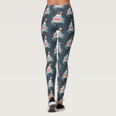 Shark Santa Claus Navy Blue Kerstfeestay Leggings (Achterkant)