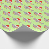 Shark Santa Hat Candy Cane Peppermint Kerstmis Cadeaupapier (Hoek)