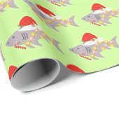 Shark Santa Hat Candy Cane Peppermint Kerstmis Cadeaupapier (Rol Hoek)