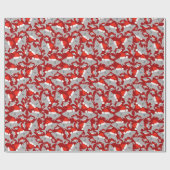 Shark Santa Hat Feestelijke Rode Kerst Ontwerp Cadeaupapier (Vlak)