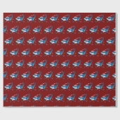 Shark Santa Hat Kerstcadeau Cadeaupapier (Vlak)