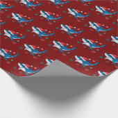 Shark Santa Hat Kerstcadeau Cadeaupapier (Hoek)