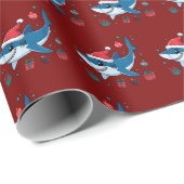 Shark Santa Hat Kerstcadeau Cadeaupapier (Rol Hoek)