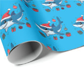 Shark Santa Hat Kerstcadeau Oceaan Cadeaupapier (Rol Hoek)