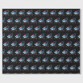 Shark Santa Hat Kerstcadeau Ocean Black Cadeaupapier (Vlak)