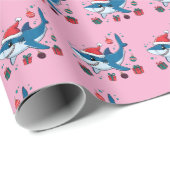 Shark Santa Hat Kerstcadeau Roze Cadeaupapier (Rol Hoek)