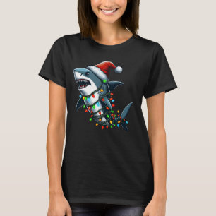 Shark Santa Hat Kerstverlichting Jongens Meisjes K T-shirt